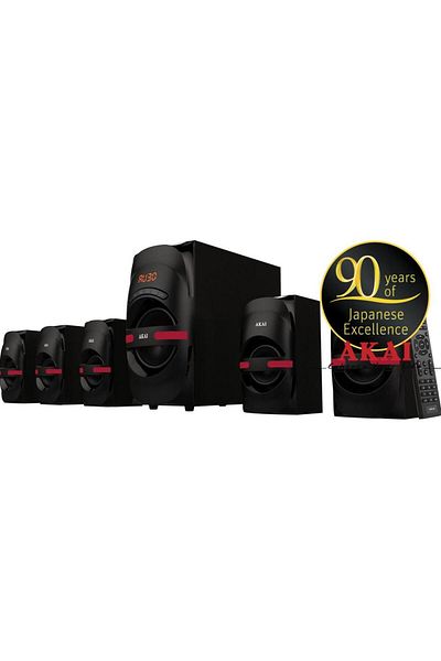 AKAI Akai HT014A-5086F 5.1 Speaker System, 105W, USB/SD, Remote Control (Black)