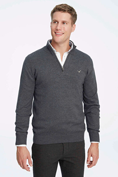 SMILE Guelph Anthracite 100% Cotton Short Zipper Sweater