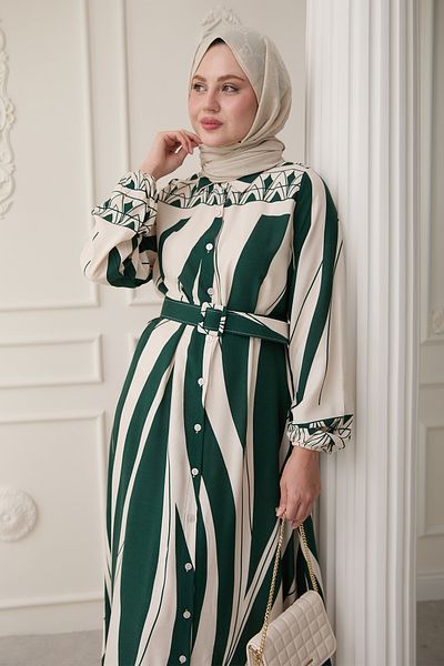 InStyle Φόρεμα βισκόζης με σχέδιο σμαραγδί πράσινο