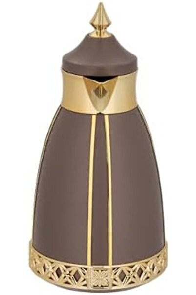 ALSAIF Coffee And Tea Vaccum Flask Set In Brown/gold / Leak-proof And Keeps Drinks Hot 1.0/1.0 Liter