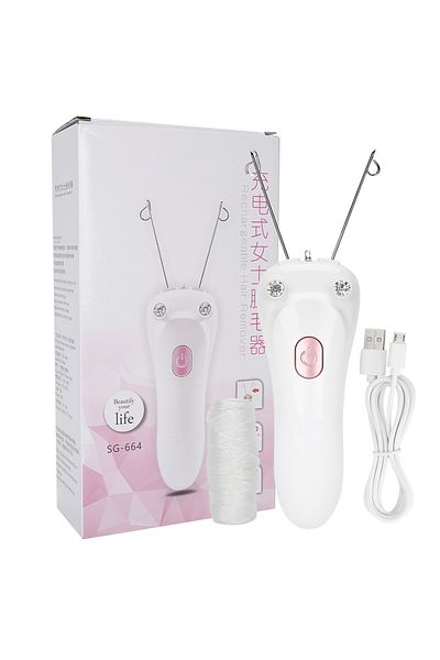 Choice جهاز إزالة الشعر الكهربائي الوردي بخيط قطني مع شحن USB وجهاز إزالة الشعر بخيط قطني
