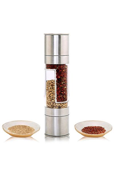 Choice Zx-s22 Salt And Pepper Grinder 2 In 1 Manual Stainless Steel Salt Pepper Mills With Adjustable Ceram