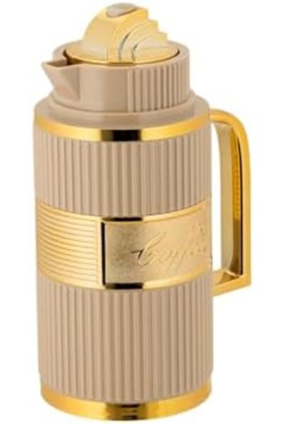 ALSAIF Coffee And Tea Vaccum Flask Set In Brown/gold / Leak-proof And Keeps Drinks Hot 1.0/1.0 Liter