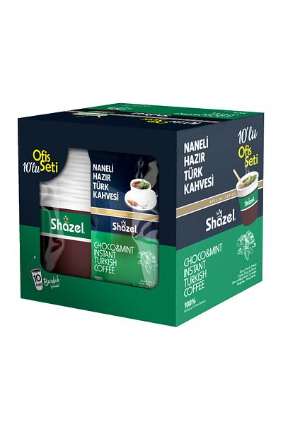 Shazel طقم مكتب قهوة تركية جاهزة بالنعناع 30 قطعة / 3 صناديق