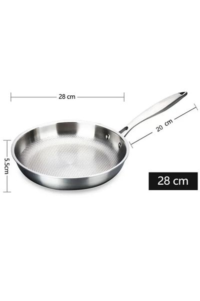 Choice 28cm 304 Stainless Steel wok Frying Pan Fried Steak Pot Uncoated Kitchen Cookware For Gas Stove Indu