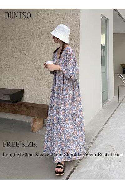 Generic تنورة طويلة نسائية صيفية أنيقة غير رسمية بأكمام قصيرة وتنورة طويلة مزينة بالزهور وفتحة رقبة على شكل حرف V وتنورة طويلة مطوية