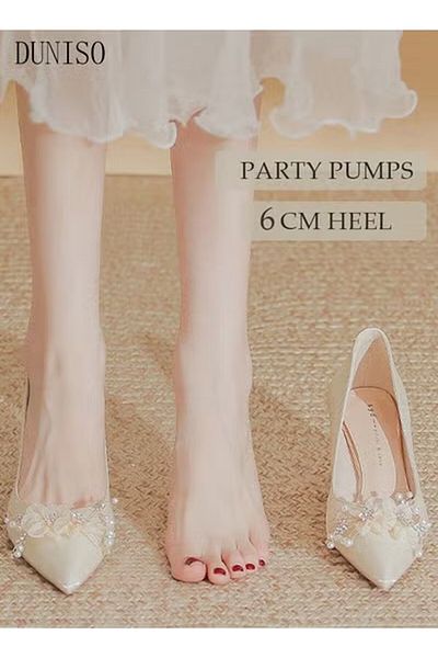 Generic Duniso Women's High Heels Wedding Rhinestone High Heels Pointed Toe Thin Shiny Bridal Dress Shoes