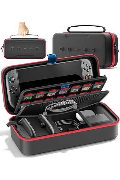 Choice حقيبة تخزين كبيرة مضادة للخدش ومقاومة للماء للسفر باللون الأسود لجهاز Switch 2 وSwitch الأصلي وSwitch OLED