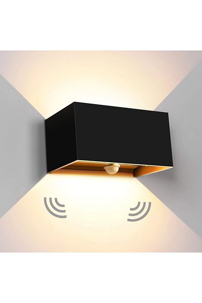 SUNMEIYI Black Warm White Led Outdoor Wall Lamps 24w Led Motion Sensor Black/white Ip65 Waterproof Indoor Out