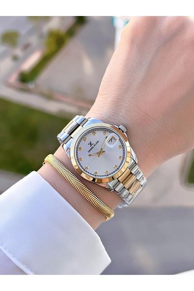 Daniel Klein ضمان لمدة 24 شهرًا سوار فولاذي بطول 30 طنًا مقاوم للماء باللون الذهبي والفضي للنساء