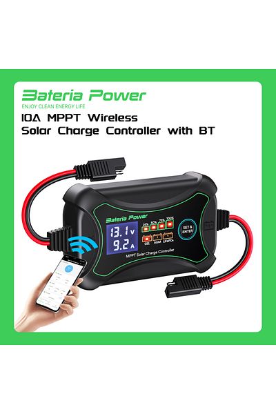 Choice 12V 10A 10A MPPT Wireless Solar Charge Controller with BT, Bateria Power 12 Volt Phone APP Intellige