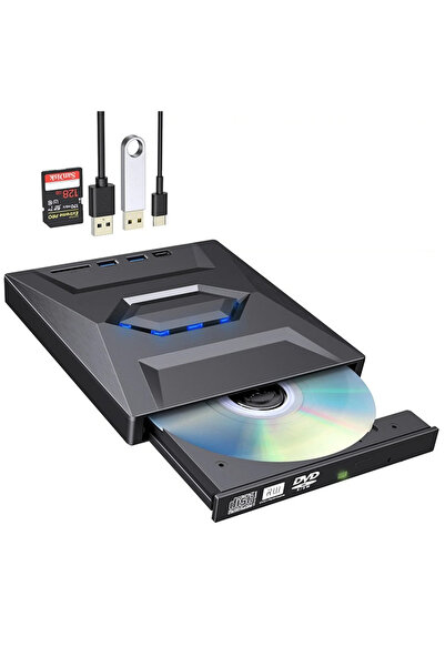 Coverzone 5in1 Harici Usb 3.0 Ve Type-c Dvd Rom Dvd Rw Optik Sürücü, Usb Ve Type C Kablolu Cv250