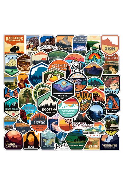 Choice 50PCS 50PCS New National Park Collection Sticker DIY Graffiti for Luggage Laptop Guitar Skateboard I