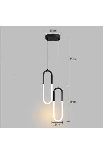 Choice Warm White Black 2 heads Brass U-shaped tube LED pendant lights Bedroom Bedside Long-line hanging la