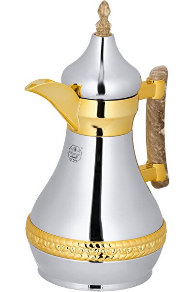 ALSAIF Kinaz Thermos for Coffee and Tea with Marbled Handle, Stainless Steel Double-Walled Flask