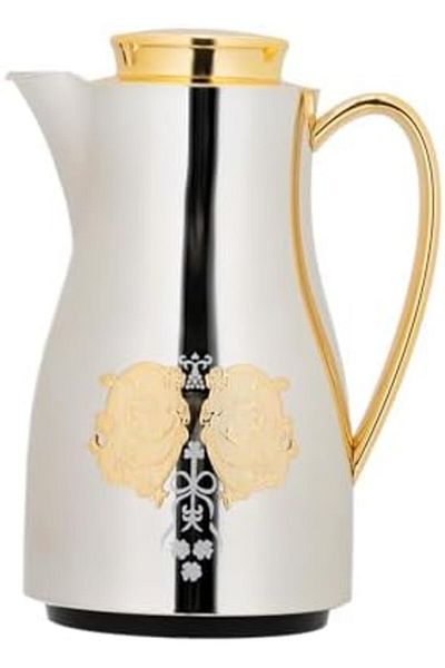 ALSAIF Coffee And Tea Vaccum Flask Set In Nickel/gold / Leak-proof And Keeps Drinks Hot 1.0/1.0 Liter