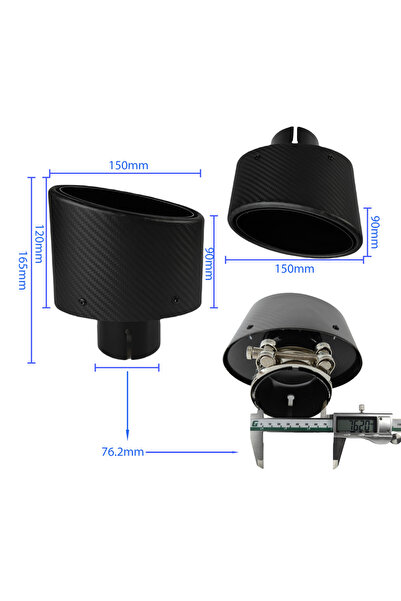 Choice13 Bright Black-76.2mm 1Pcs Universal Car Matte Carbon Fiber Muffler Ti...
