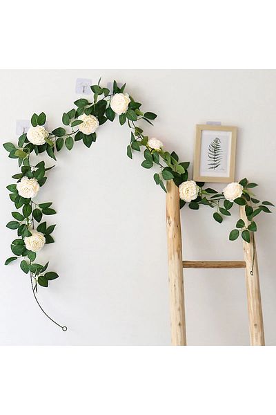 Choice White Pink Silk Peony Artificial Big Flowers Vines Wedding Party Wall Hanging Ivy Rattan Home Garden