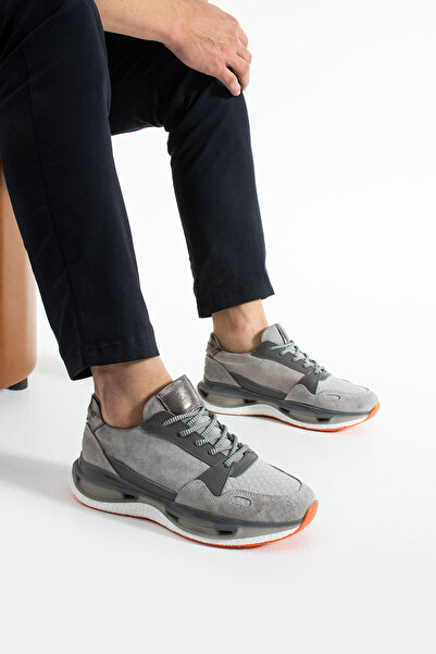 Safari Ayakkabı Παπούτσια πάνινα παπούτσια Piramita Grey Suede από γνήσιο δέρμα