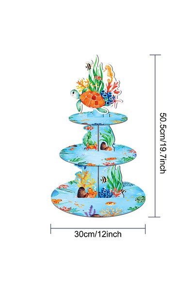 Choice DT103 Underwater World Party Cake Display Stand Cartoon Sea Turtle Birthday Cupcake Rack Holder Baby