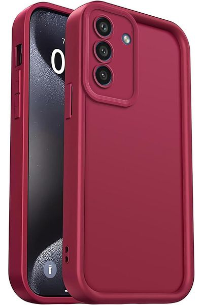 Fibaks Samsung Galaxy A26 Compatible Case Camera Protected Soft Textured Shock Absorbing Burgundy Silicone Cover