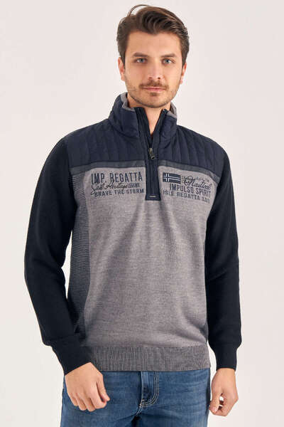 SMILE Imptro Gray Wool Short Zipper Sweater