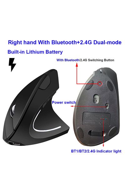 Choice Right Rechargeable Left Right Hand Mouse Vertical Ergonomic Wireless with Bluetooth Double Mode Mous