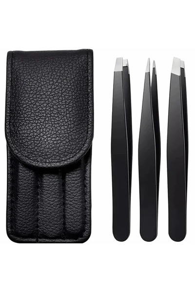 Choice مجموعة ملاقط حواجب فاخرة من الفولاذ المقاوم للصدأ باللون الأسود، مكونة...