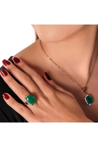 Atelier LEO Handmade Jewellery Kösem Sultan Yeşil Bakır El Yapımı Zirkon Taşl...