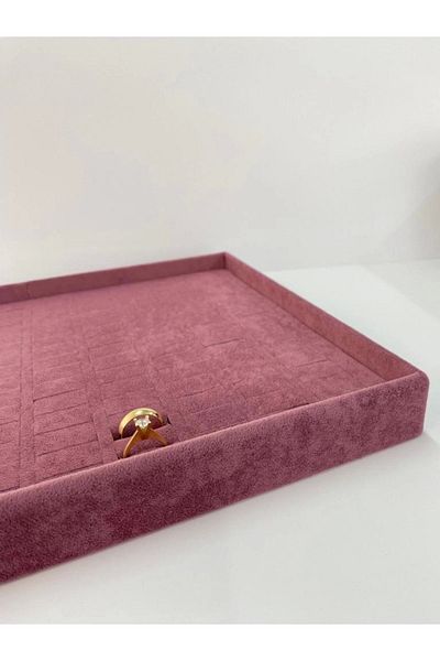 MeGass Dekor Domestic Production Suede Fabric Burgundy Color 34/24cm Submerged Drawer Ring Tray