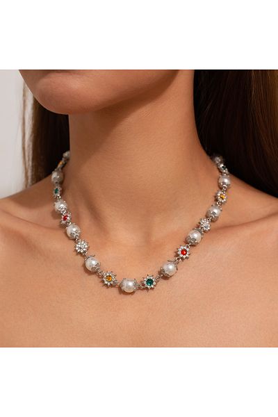 Choice Silver Color 1 Ingemark Elegant Imitation Pearl Beads Chain Necklace for Women Collar Wed Bridal Got