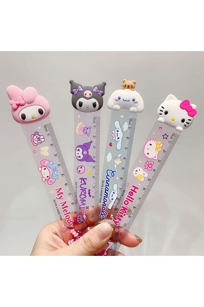 Choice 4Pcs 4Pcs Kawaii Stationery Ruler Cartoon Kuromi My Melody Cinnamoroll 15cm Rulers Students School