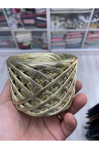 Rengarenk tuhafiye ve hobi Leather Look Metallic Combed Cotton Bag Knitting Rope
