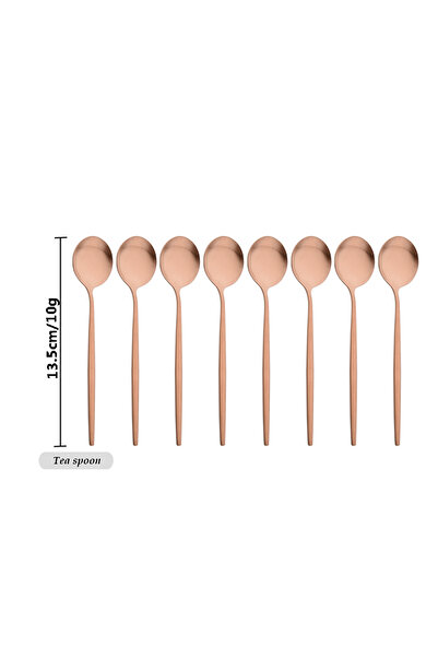 Choice طقم أدوات مائدة قهوة ذهبي اللون بمقابض سوداء، مكون من 8 قطع، بتصميم ور...