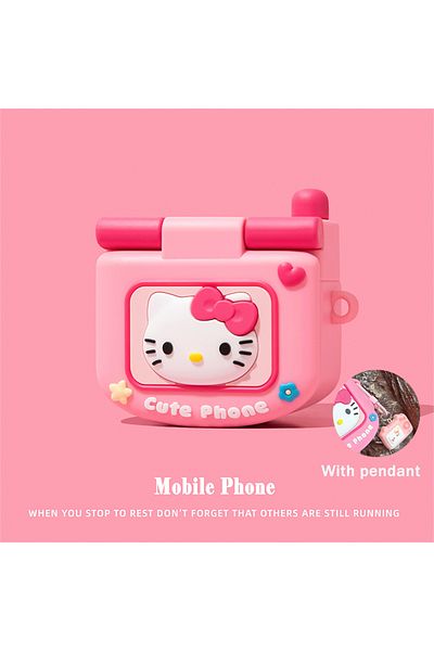 Choice For Airpods 2 A01 Cute Hello Kitty Flip Phone Silicone Earphone Case For Apple Airpods Pro 2 Air Pod