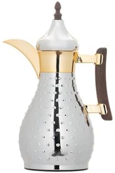 ALSAIF Coffee And Tea Vaccum Flask In Chrome/gold / Leak-proof And Keeps Drinks Hot 0.6 Liter