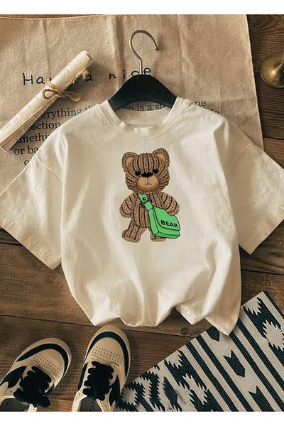 Touz Moda Μπλουζάκι Unisex Oversize με στάμπα Cute Bear