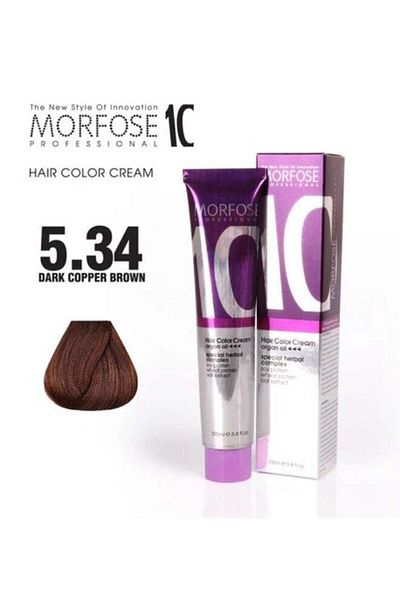 Morfose Morfose 10 Argan Oil Hair Color Cream - Dark Copper Brown Radiance (5.34), 100ml