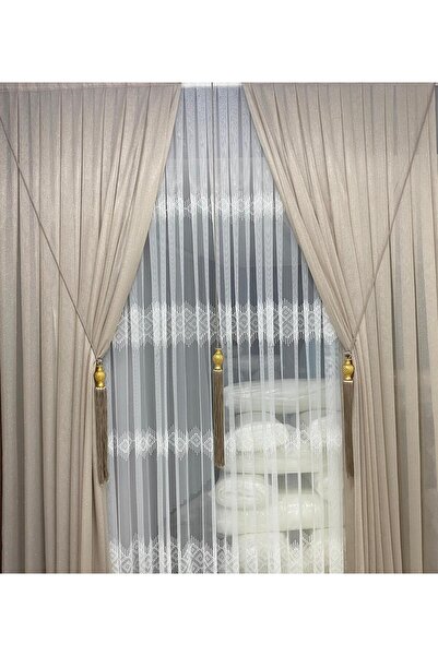Store Bal peteği desenli Tül Fon perde aksesuarı