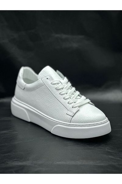 BESS SHOES Genuine Leather White Men's Sports Shoes Orthopedic, Lightweight, Comfortable, Non-Slip Sole, Casual Sneaker