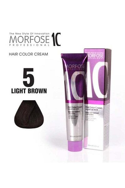 Morfose MORFOSE Morfose 10 Hair Color Cream with Argan Oil - Light Brown (5), 100ml
