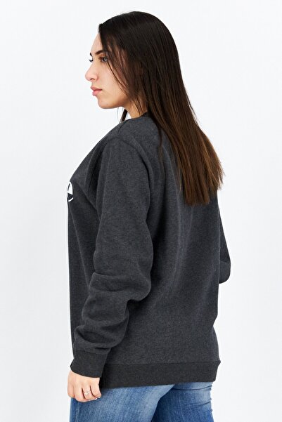Ellesse Women Crew Neck Long Sleeve Brand Logo Sweatshirts, Dark Grey Heather