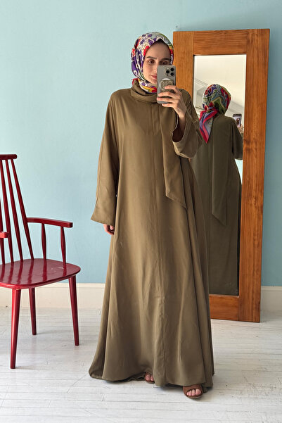 Mevra Shawl Collar Ferace Dress Khaki