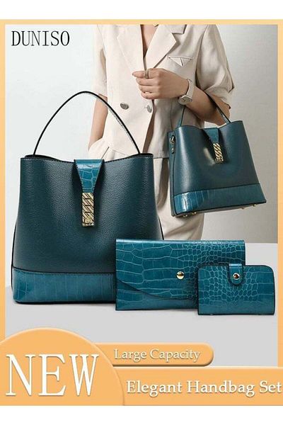 Generic 3-piece Women's Shoulder Bag Set Crossbody Bag Flap Small Wallet Card Holder Tote Bag Handbag