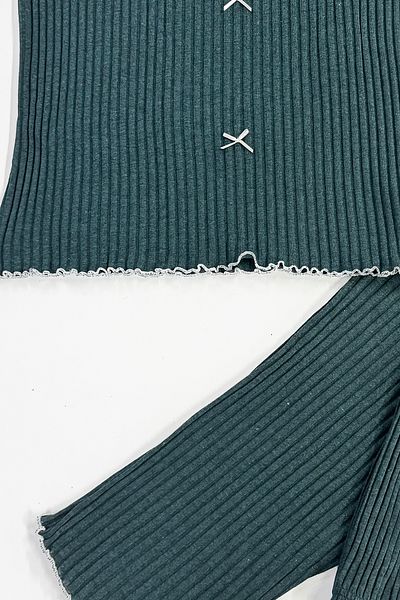Siyah İnci Costum de pijama cu fundă subțire de sezon verde petrol7879