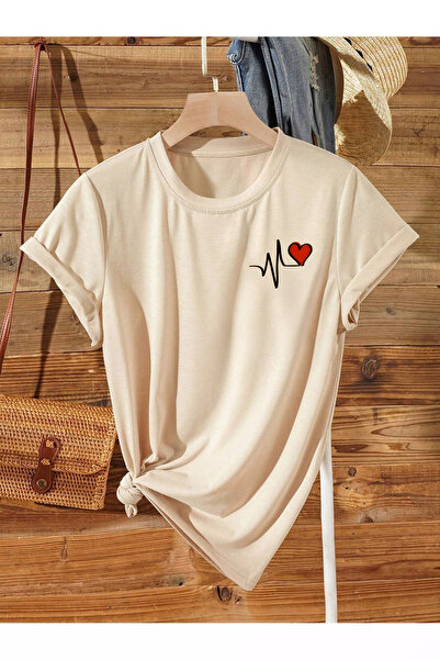 SeusCraft Tricou Ritim Heart - Tricou de vară supradimensionat cu imprimeu be...