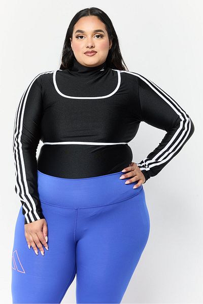 adidas ملابس سباحة نسائية كبيرة الحجم مكونة من قطعتين وقميص وقميص قطعة واحدة بشعار العلامة التجارية، باللون الأسود