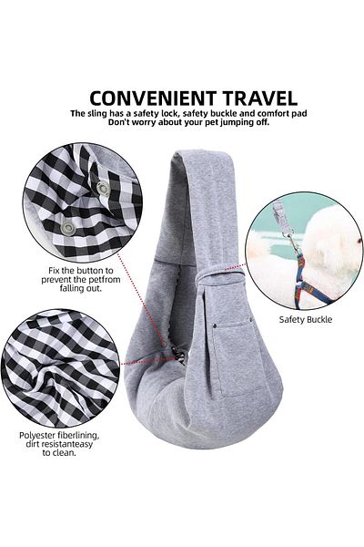 COOYA Multipurpose dog carrier, soft and breathable, safe and portable, reversible, with storage bag, gray