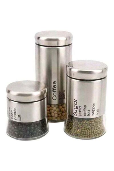 ALMUFARREJ 3-Piece Spice Bottle Set Clear/Silver