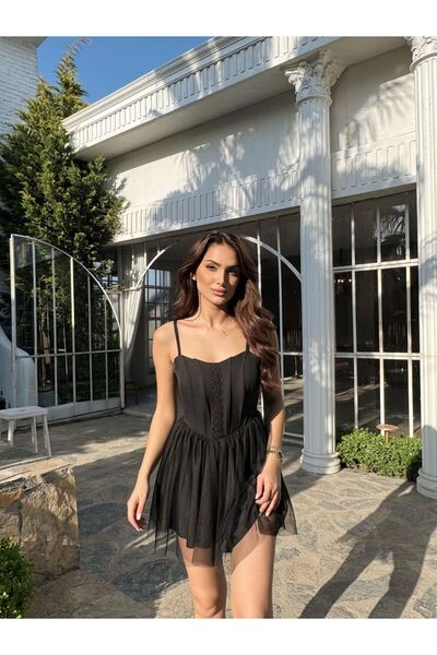 Sindimoda Cloe Tüllü Askılı Mini Elbise